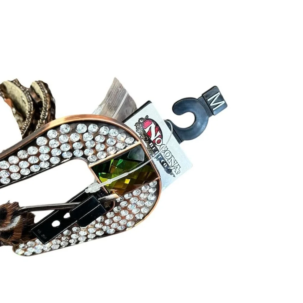 Nocona Women's Leopard Print‎ Rhinestone Western Belt Size M